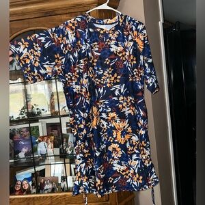 NEW NWT 2X Halcurt Floral Blue and Orange Sun Cover Up / Dress